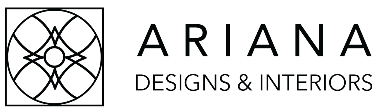 Modern logo for Ariana Designs & Interiors featuring minimalistic design and elegant typography.