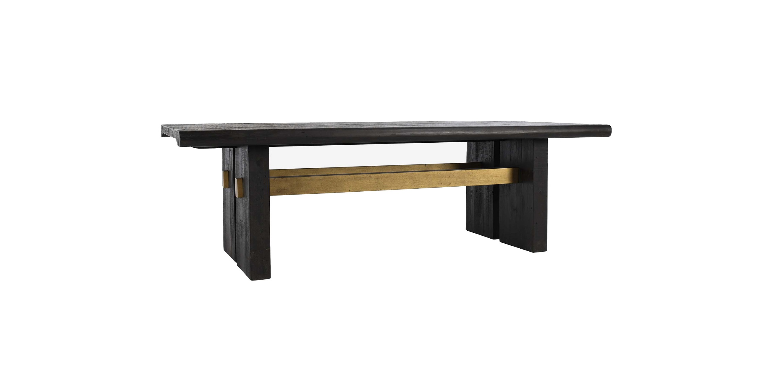 Stylish modern black and gold coffee table with minimalist design and sturdy support.