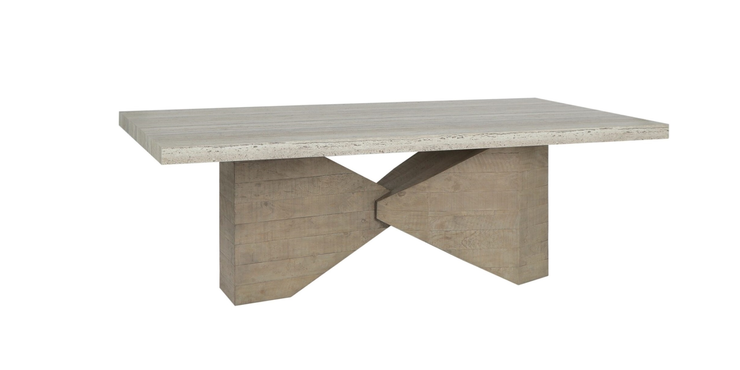 Sleek modern coffee table with light top and angular concrete legs, perfect for contemporary spaces.