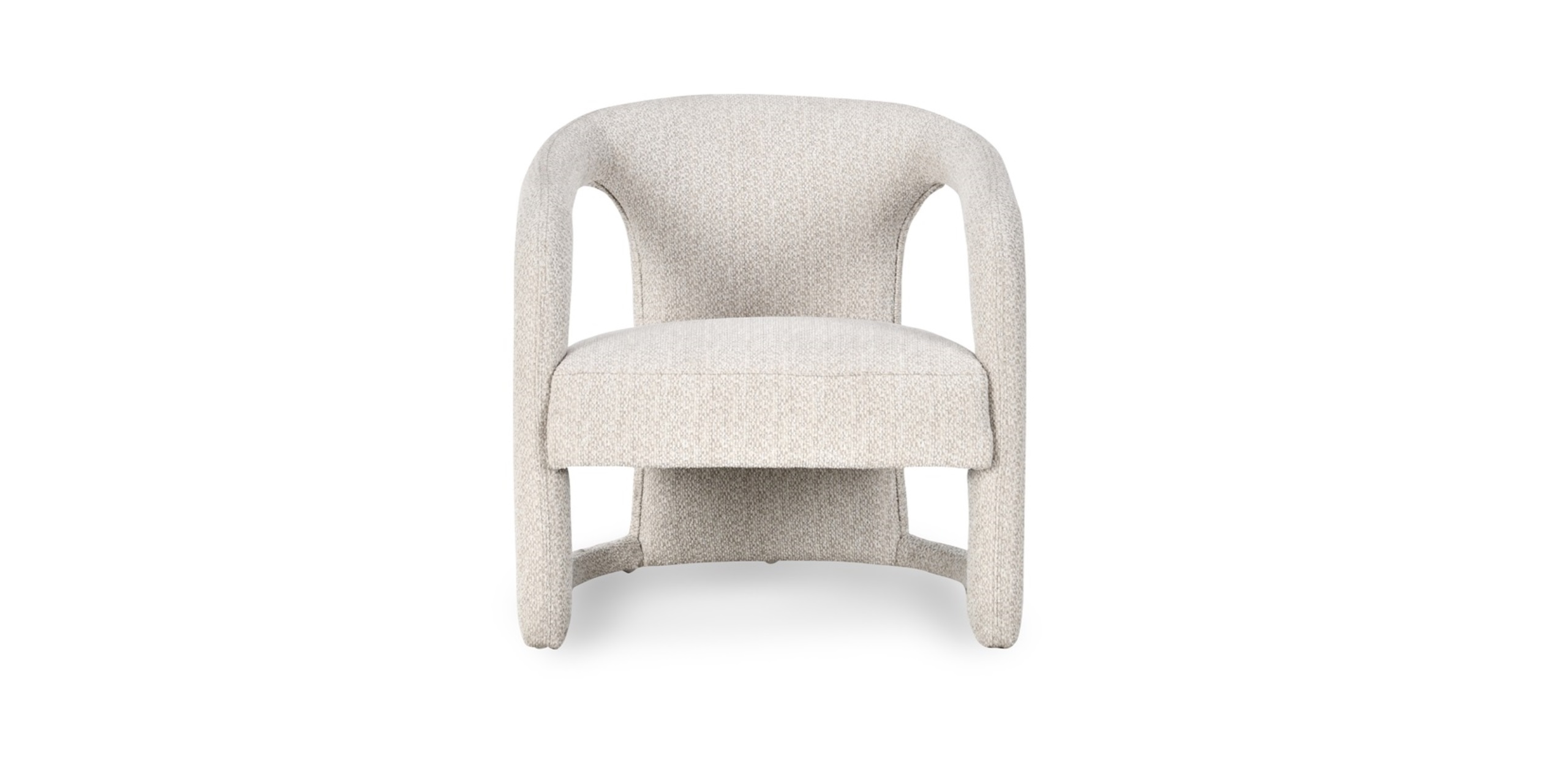 Modern chair with rounded design, light upholstery, and minimalistic style for versatile interiors.