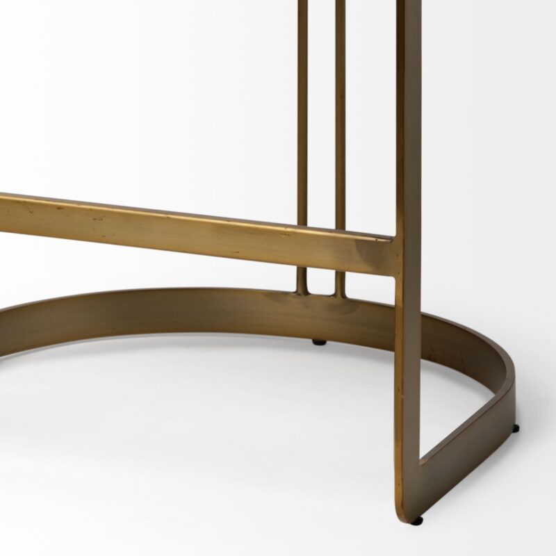 Sleek modern metal furniture base with gold finish, showcasing contemporary elegance and minimalism.