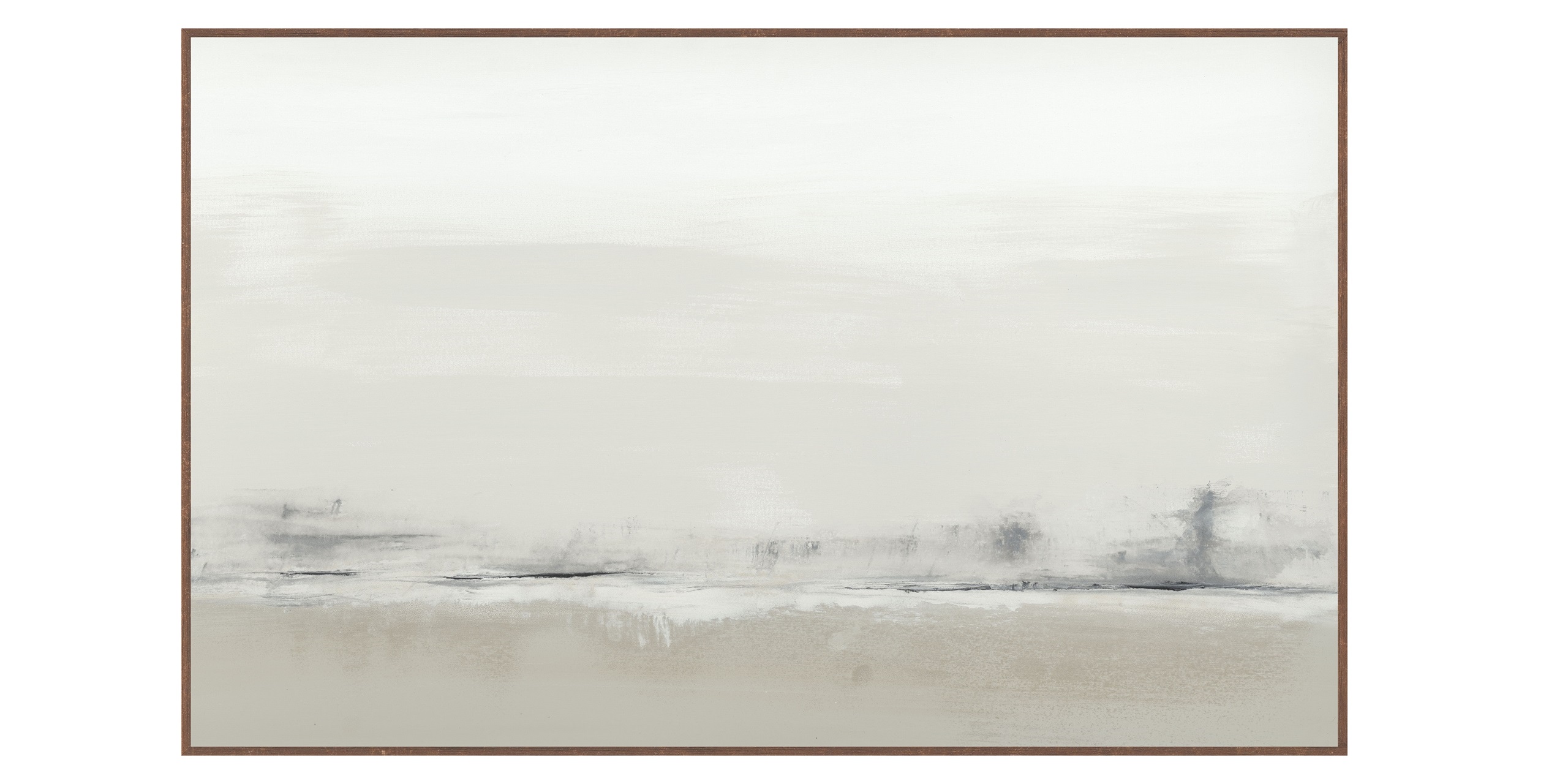 Minimalist abstract artwork featuring serene colors, evoking tranquility and introspection in a tranquil landscape.