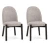 Stylish gray dining chairs with plush cushioning and dark wood legs for modern interiors.