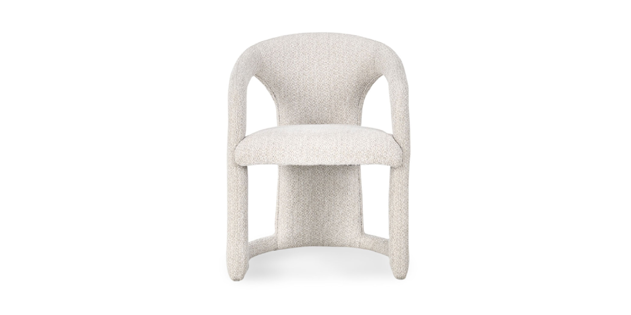 Modern cozy chair with rounded edges and soft upholstery, ideal for any stylish space.