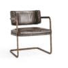 Sleek modern chair with leather upholstery and metal frame, ideal for stylish interiors.