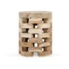 Stylish modern wood stool with woven design, perfect for indoor and outdoor use.