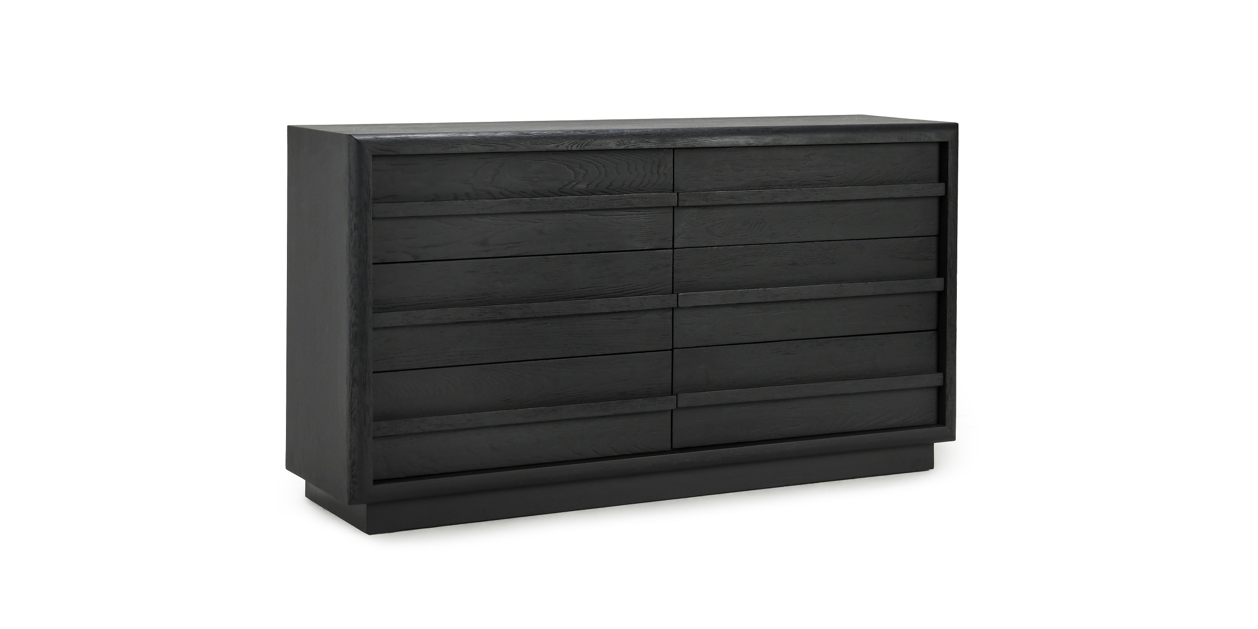 Sleek black modern dresser with ten drawers, perfect for stylish and functional home storage.