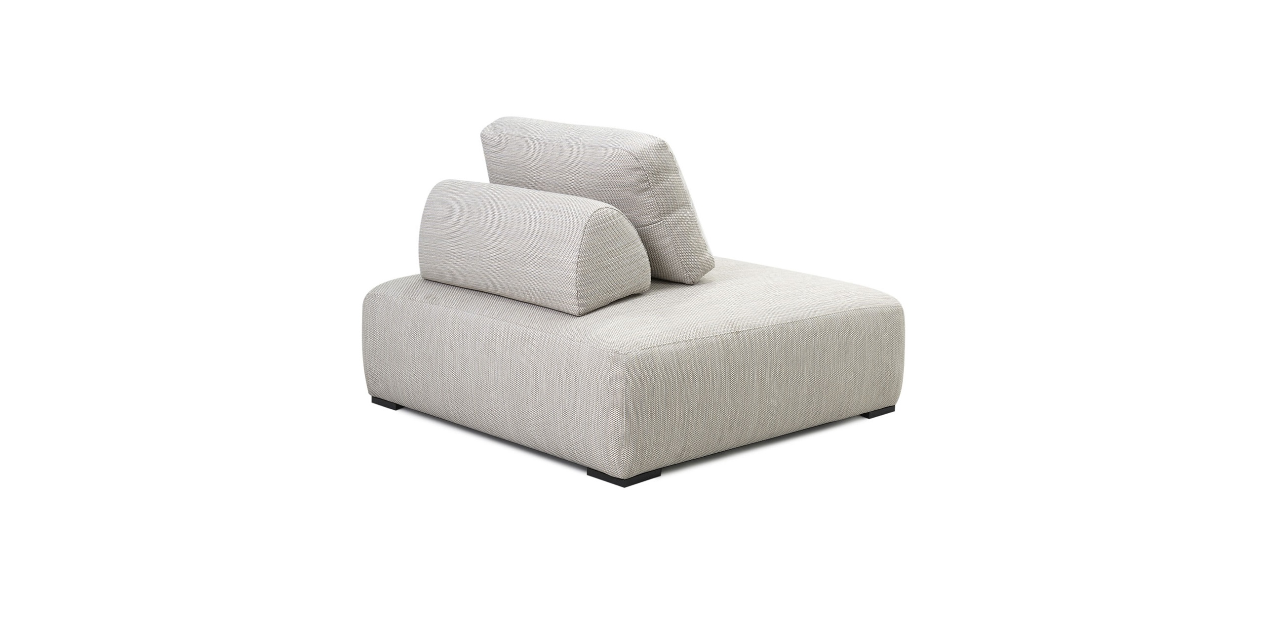 Stylish minimalist sectional sofa with asymmetrical cushions, perfect for contemporary living spaces.