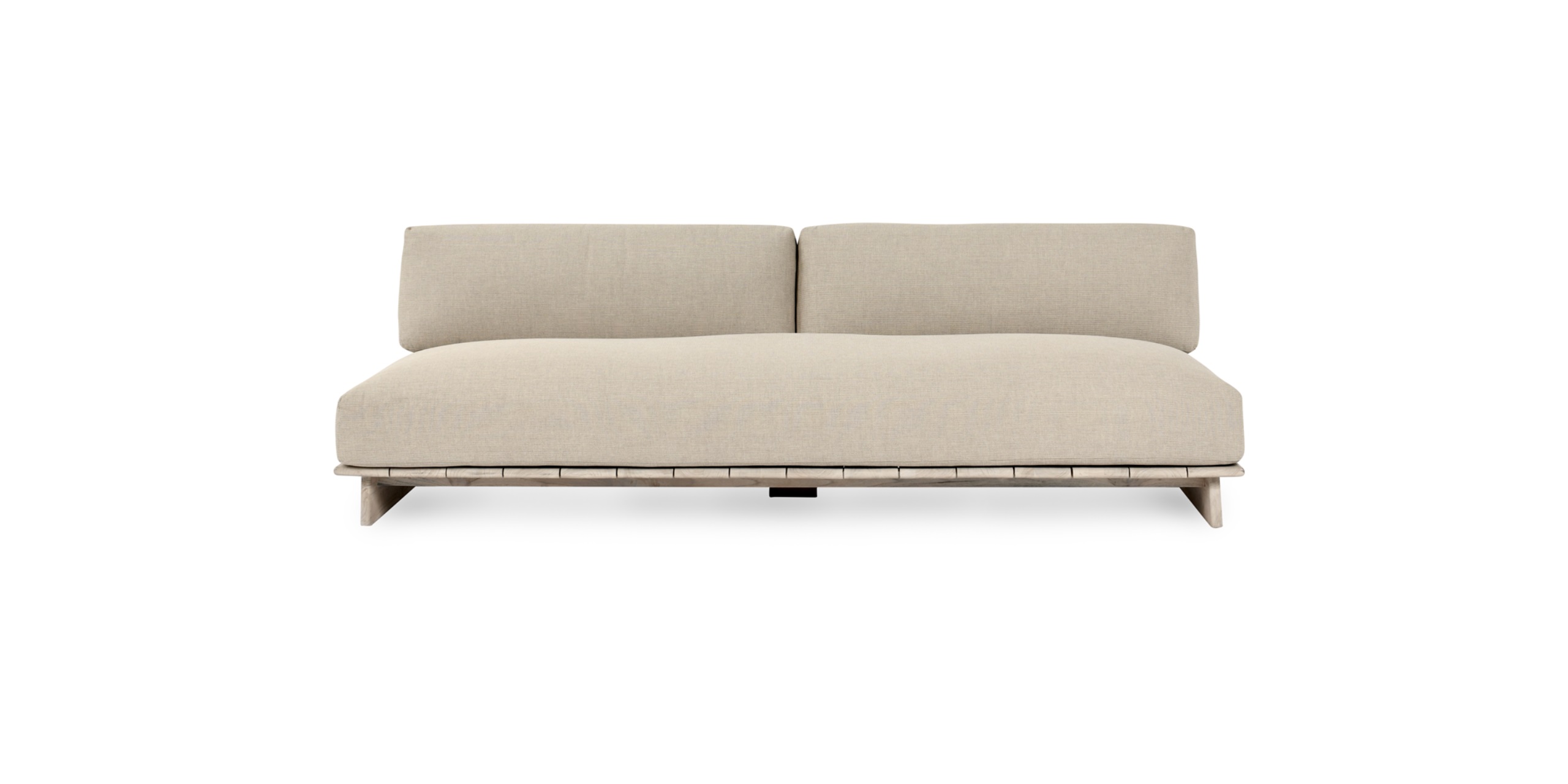 Modern minimalist sofa with cozy beige upholstery and supportive back cushions for stylish comfort.