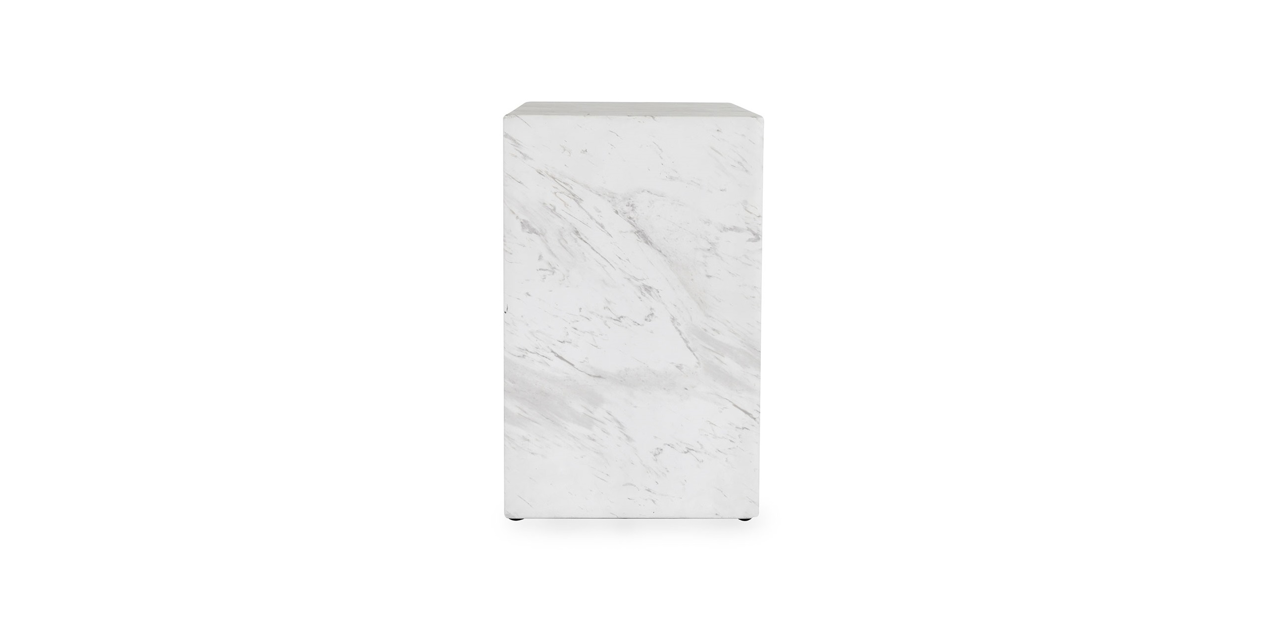 Sleek white marble side table with elegant design, perfect for modern living spaces.