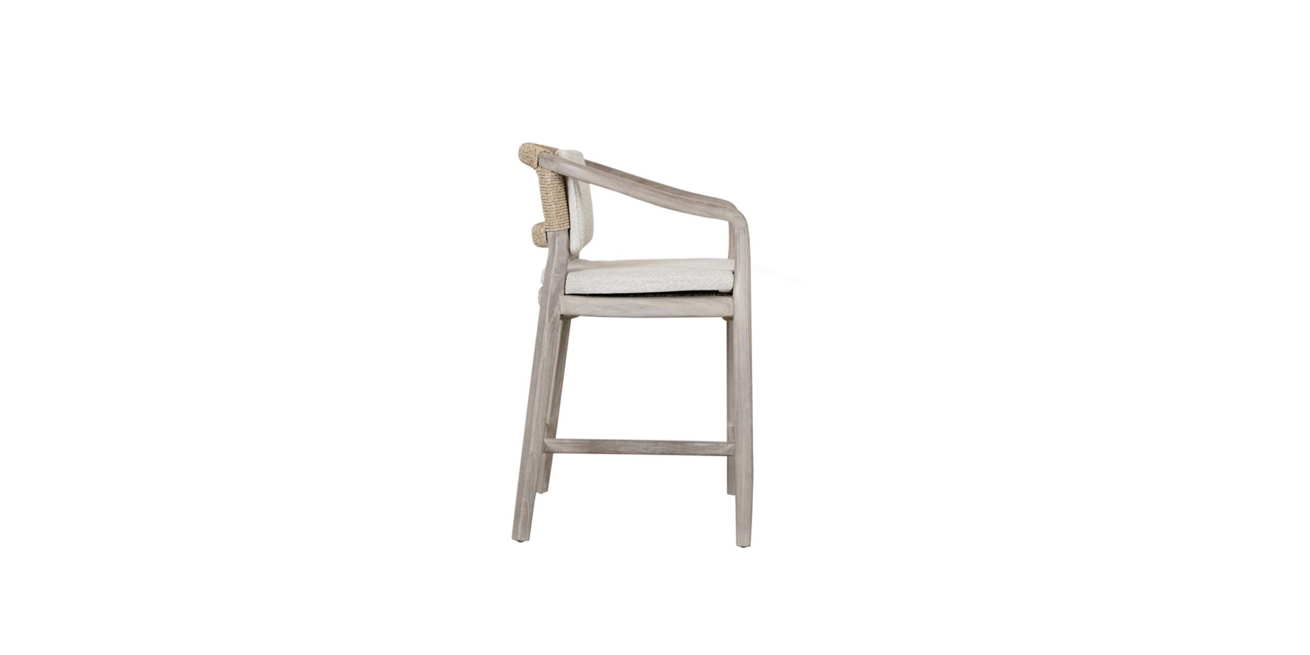 Chic wooden chair with woven armrests and soft upholstery, perfect for versatile interior designs.