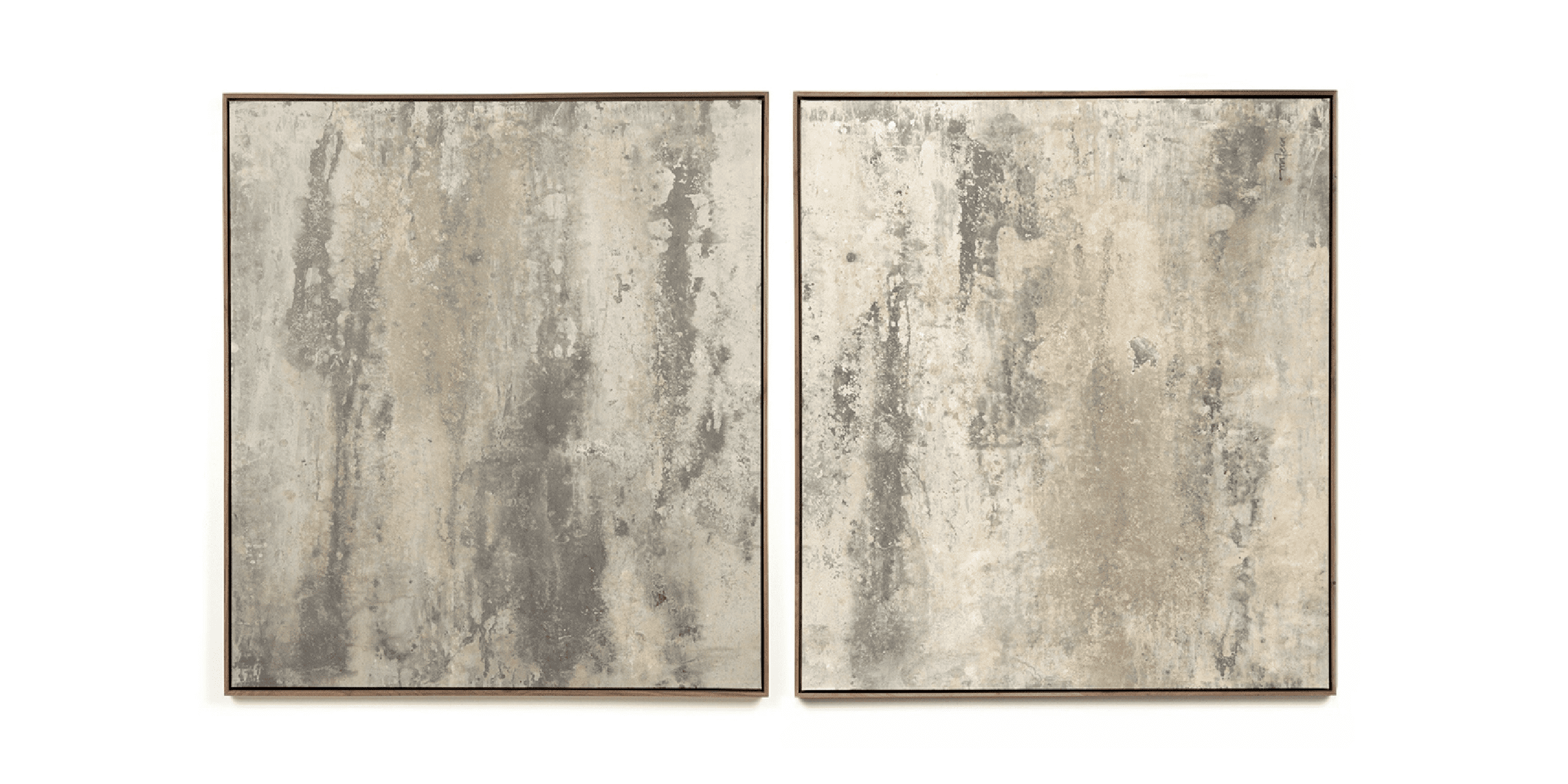 Elegant gray abstract art pieces with textured surfaces for modern interior decor.