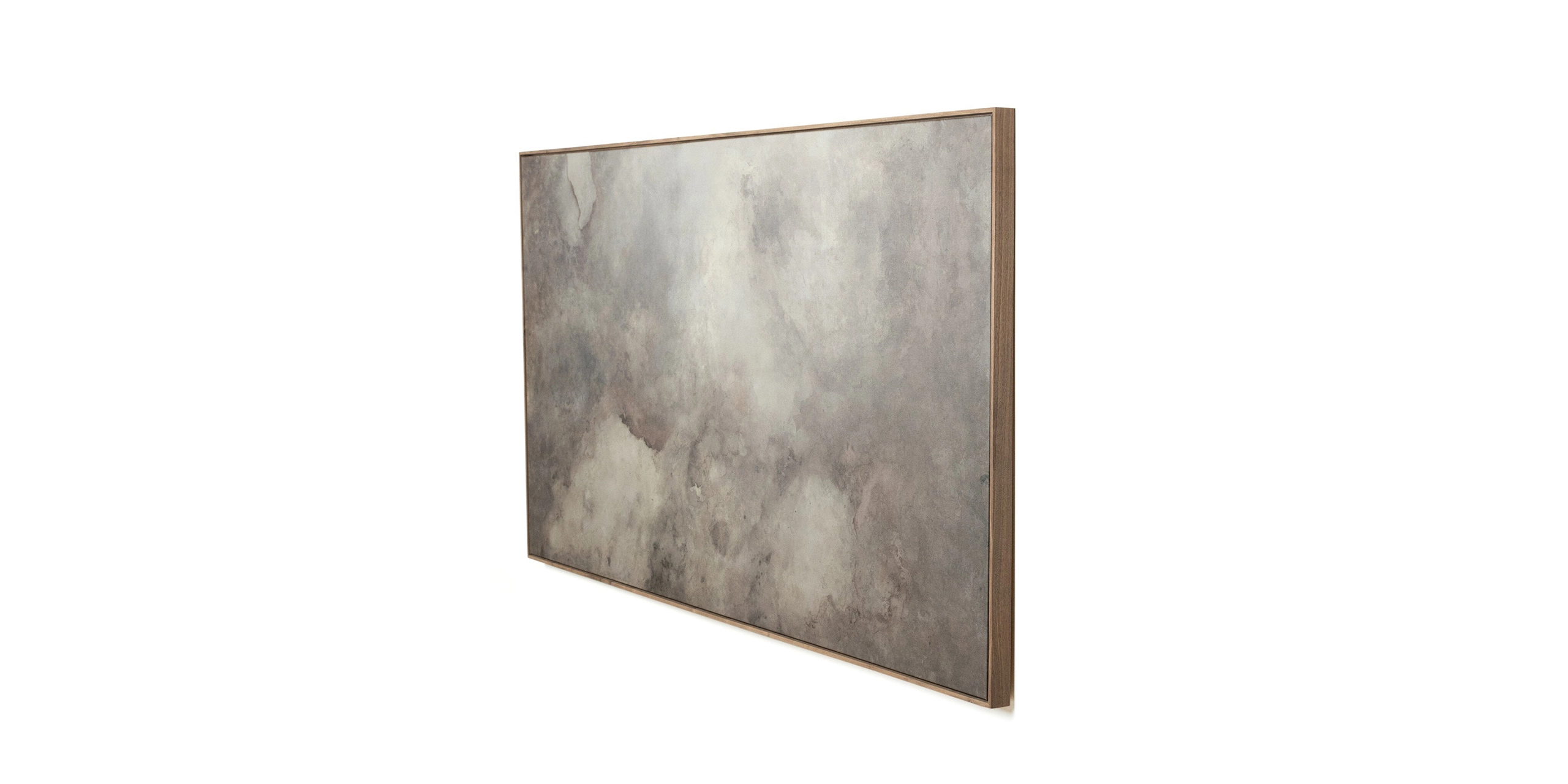 Muted abstract landscape painting with texture, evoking calm and introspection for modern decor.