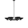 Stylish black minimalist chandelier with adjustable chain for modern interiors and warm lighting.