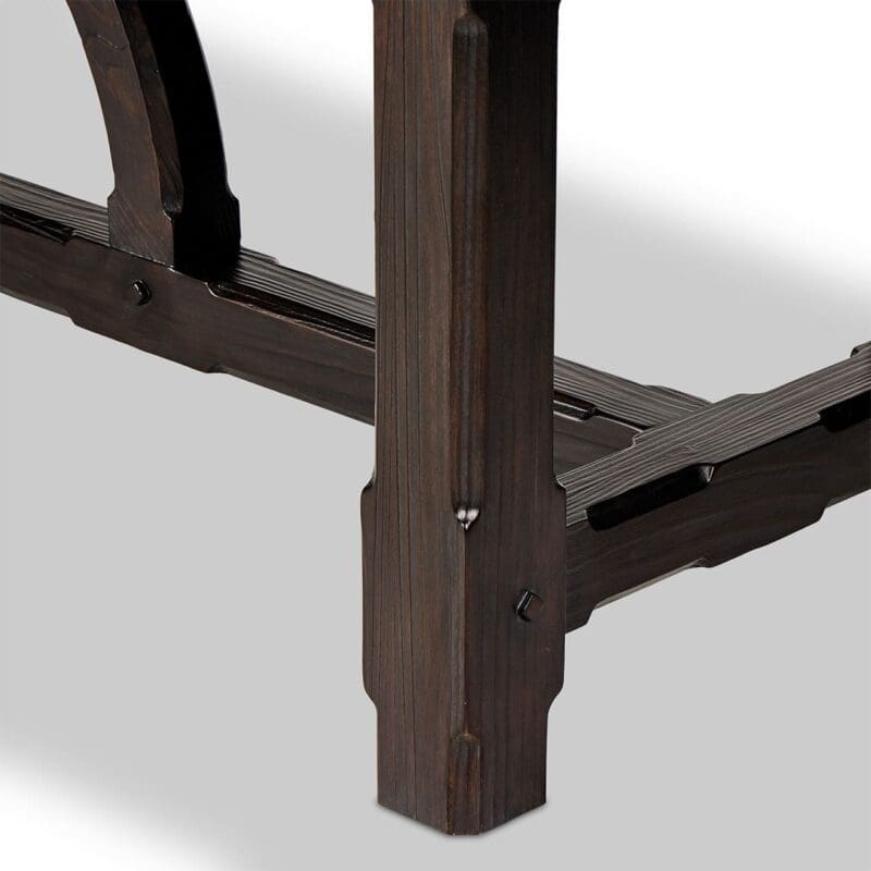 Close-up of elegant dark wood furniture, showcasing quality craftsmanship and sleek, modern design.