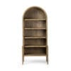 Stylish wooden bookshelf with cathedral arch, five spacious shelves for modern decor and organization.