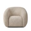 Stylish light beige plush armchair with a cozy, modern design for inviting interiors.