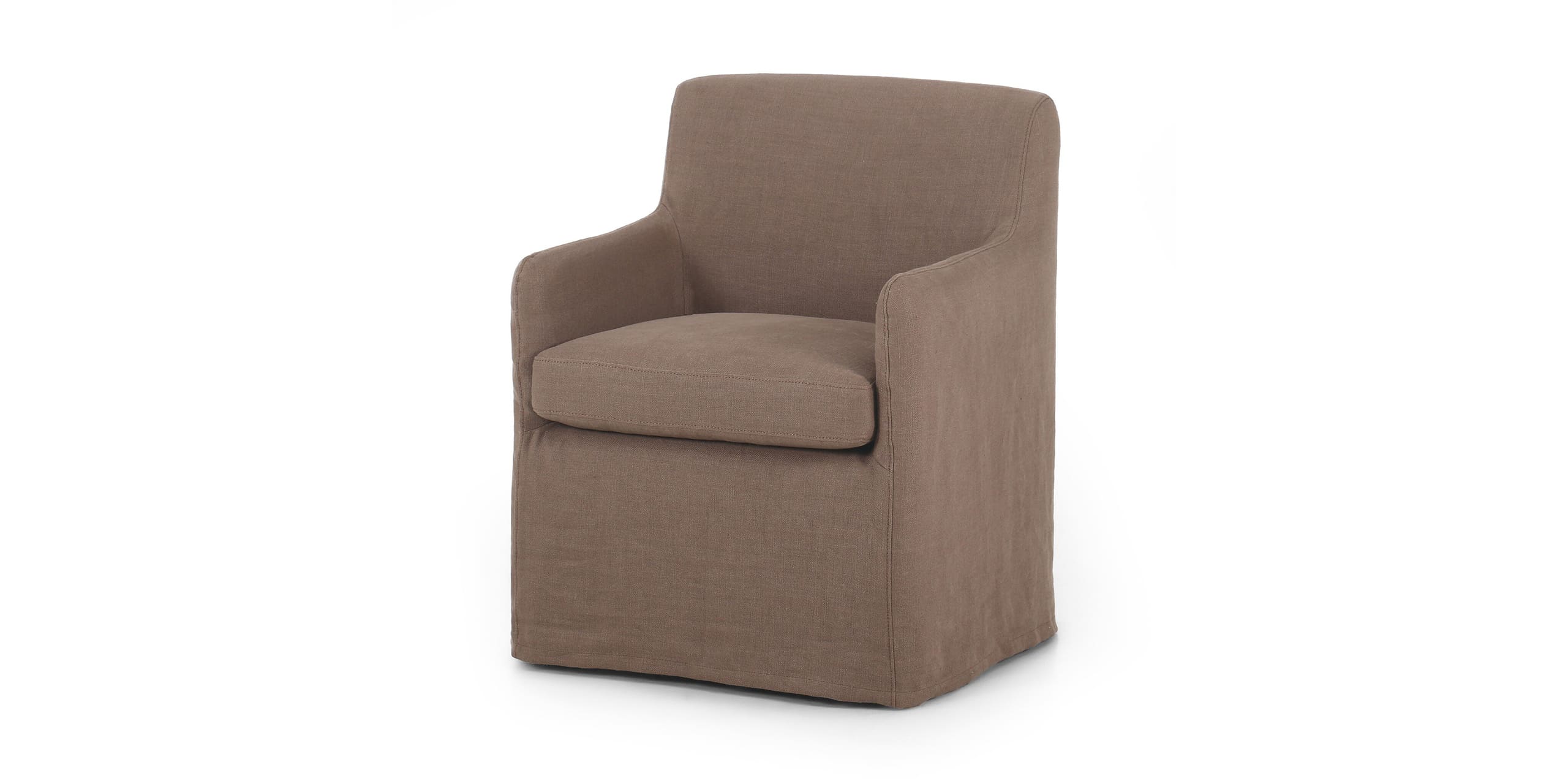 Stylish modern armchair in earthy brown, perfect for cozy and versatile interior spaces.
