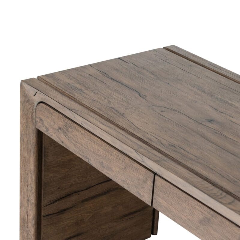 Sleek modern wooden tabletop with elegant grain and functional design features for versatile decor.