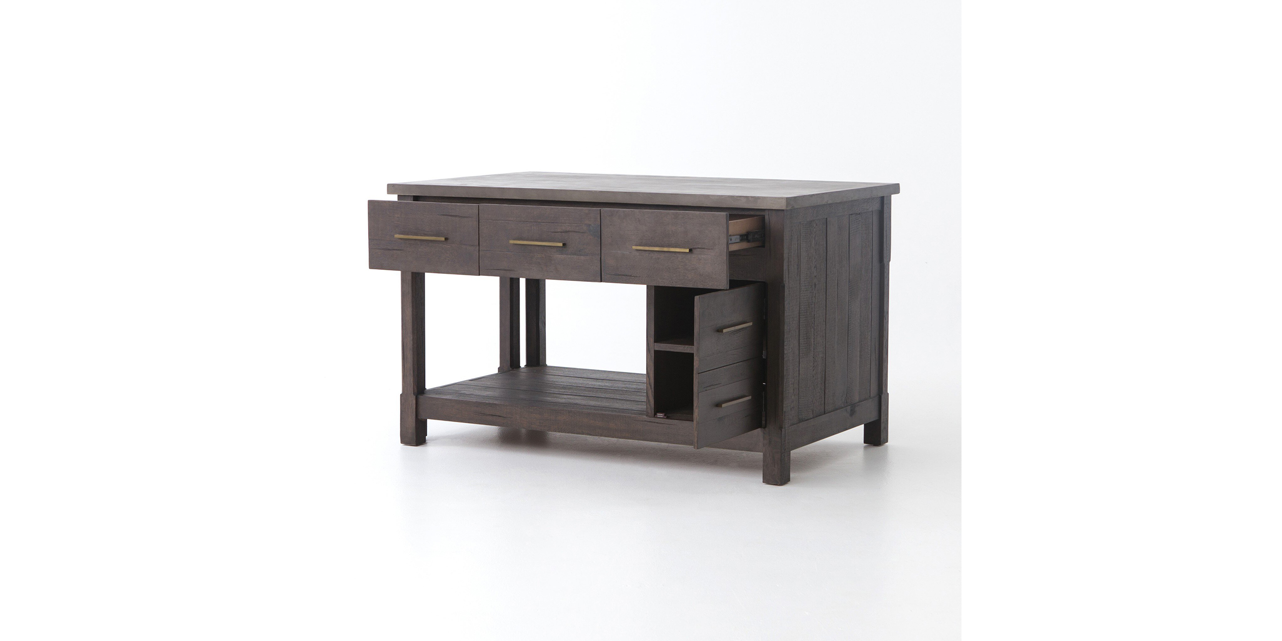 Elegant dark wood storage unit with brass handles and versatile drawer configurations for stylish organization.