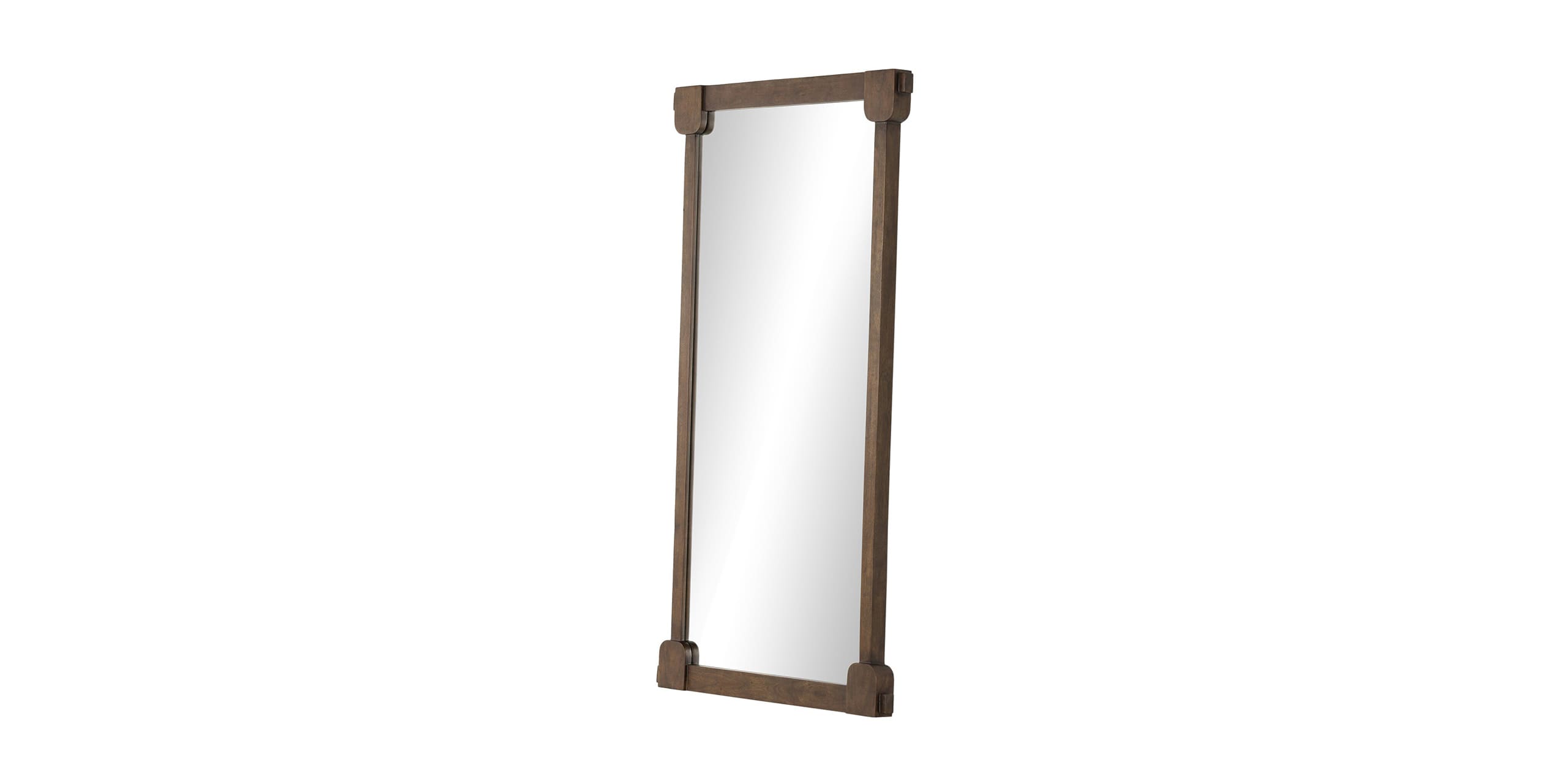 Charming tall mirror with rustic wooden frame, perfect for enhancing stylish interiors and decor.