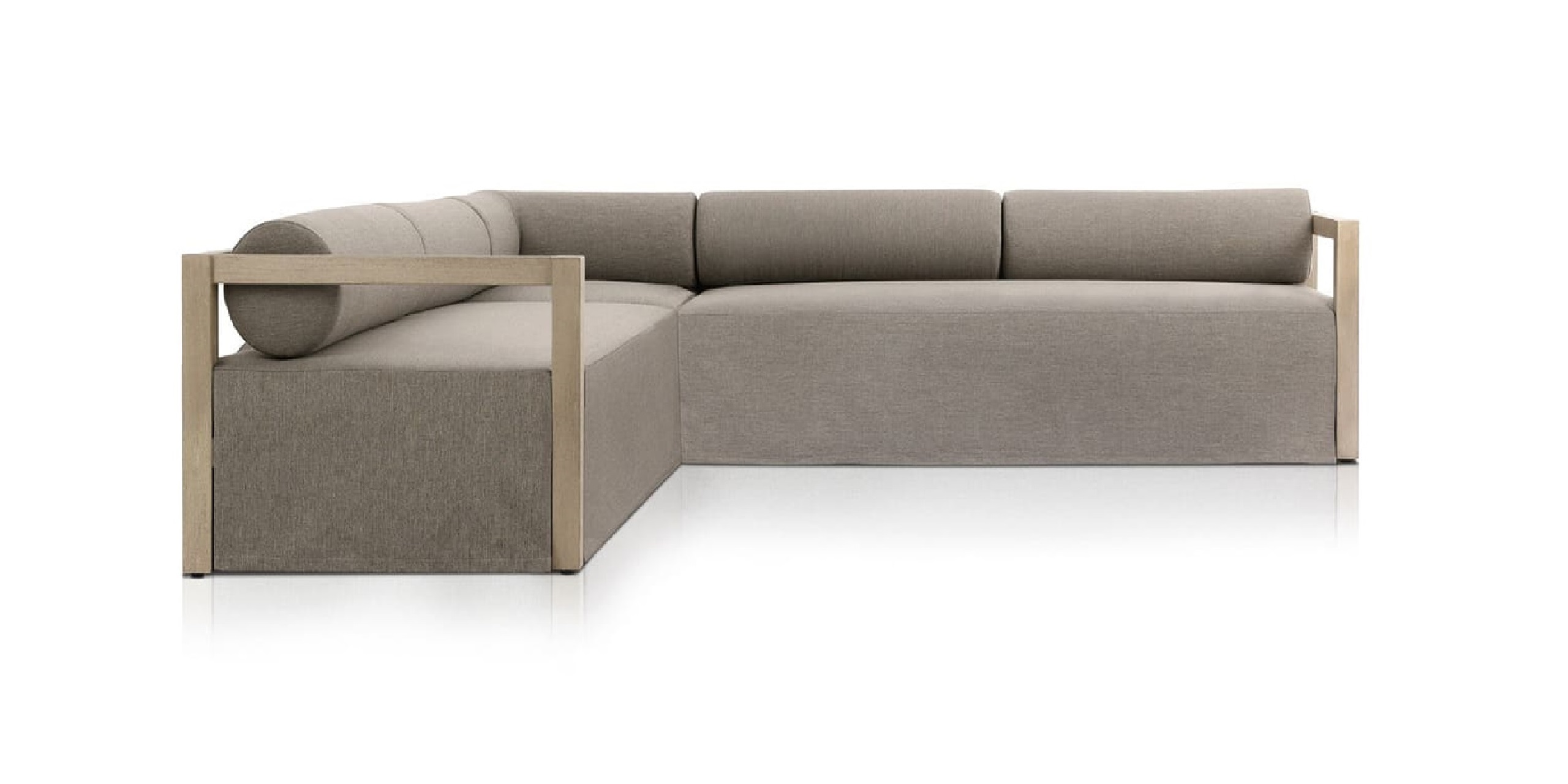 Modern gray sectional sofa with minimalist design and plush cushions for stylish comfort.