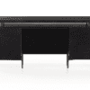 Contemporary black console table with minimalist design and hidden storage, perfect for modern interiors.