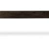 Sleek dark wood table with minimalist design, perfect for modern dining or workspace settings.
