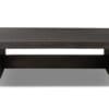Stylish modern dark wood coffee table with minimalist design, perfect for any living space.