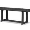Sleek modern dining table in dark wood, featuring minimalist design and spacious rectangular top.