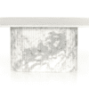 Elegant oval coffee table with a polished top and ribbed base for modern interiors.