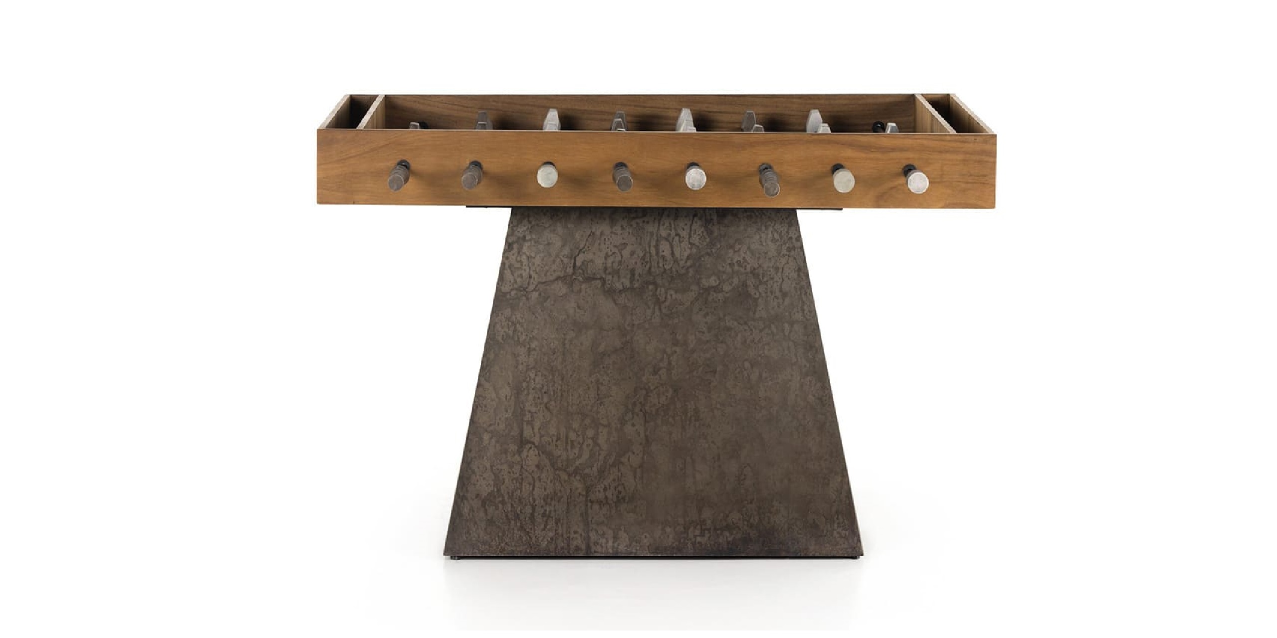 Contemporary wood and concrete table, featuring minimalist design and elegant contrasting finishes.