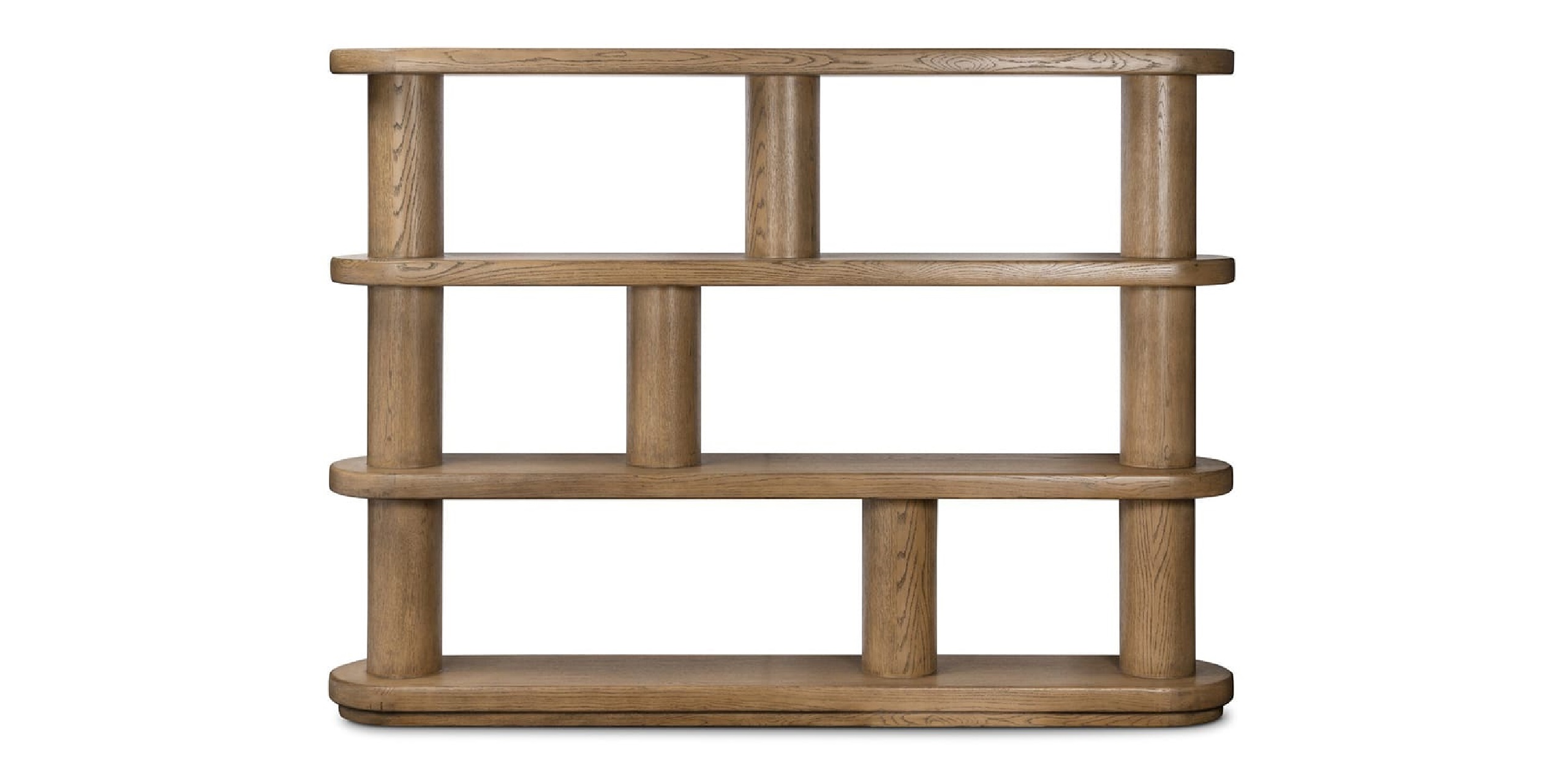 Minimalist wooden bookshelf with five shelves, perfect for modern decor and stylish organization.