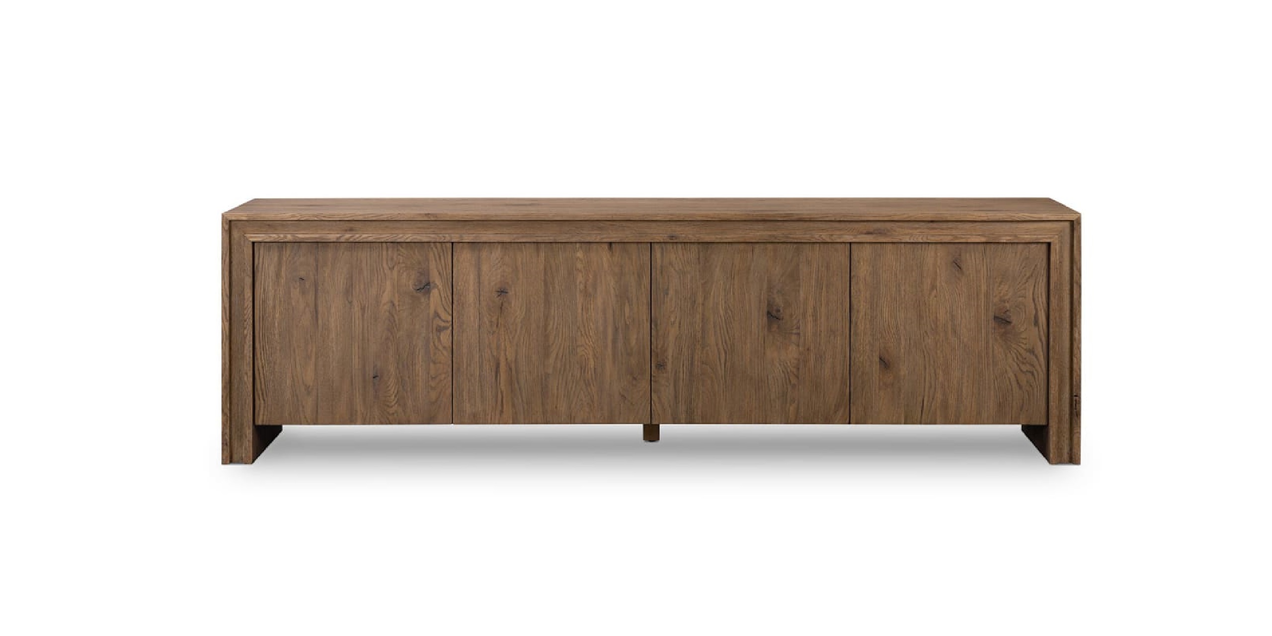 Sleek modern wooden console table with minimalist design and rich brown finish for stylish interiors.