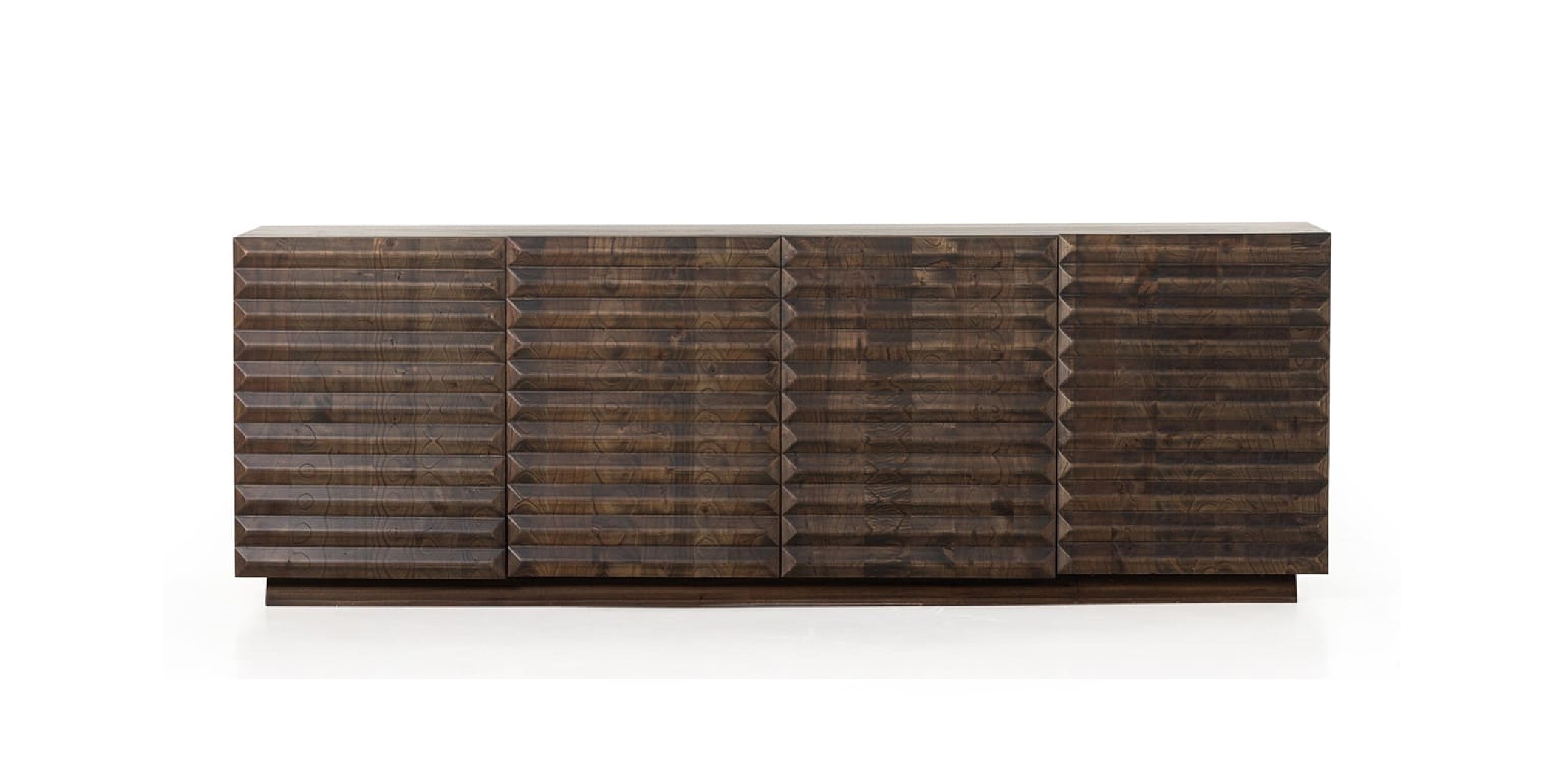 Stylish modern wooden sideboard with textured grooves for elegant storage in any interior.