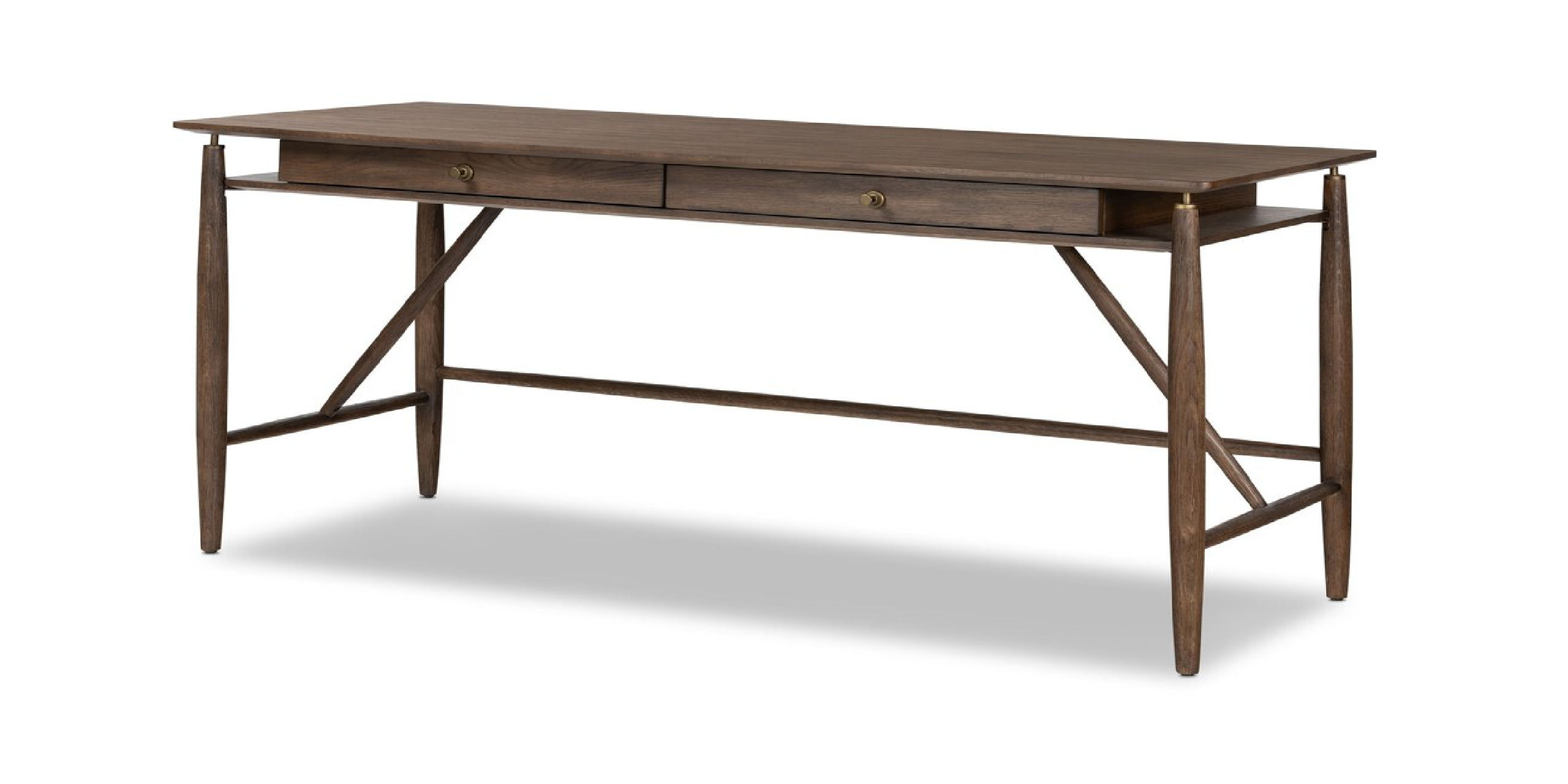 Sleek wooden table with integrated storage, perfect for dining or workspace elegance and functionality.