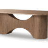 Sleek oval wooden table with sculptural legs, perfect for modern dining and stylish interiors.