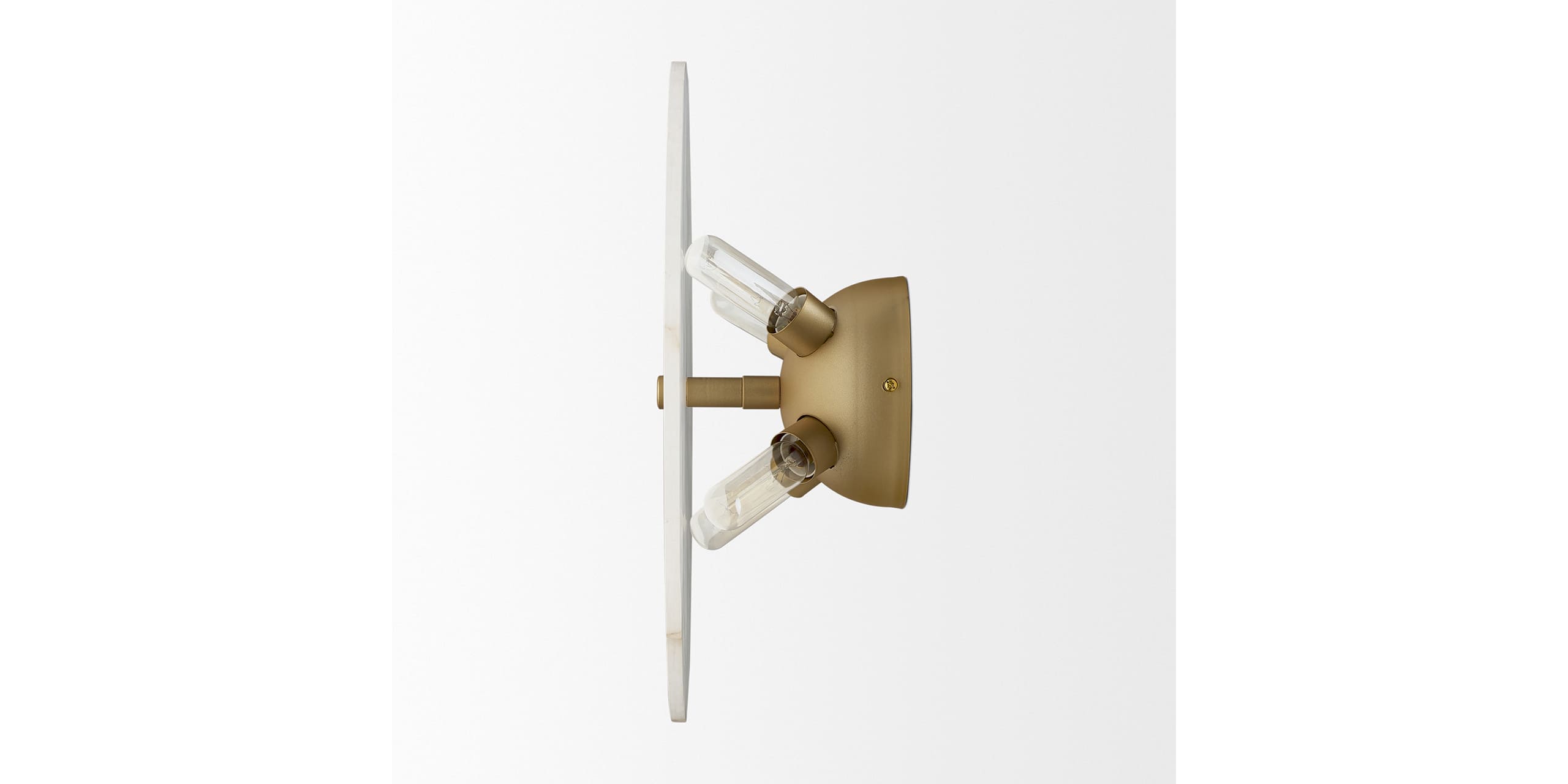 Elegant modern wall sconce with vintage Edison bulbs in a brass finish.