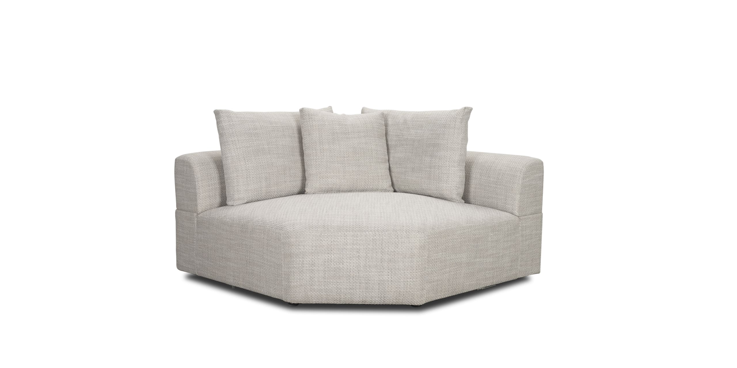 Stylish gray hexagonal couch perfect for cozy living rooms and intimate gatherings.